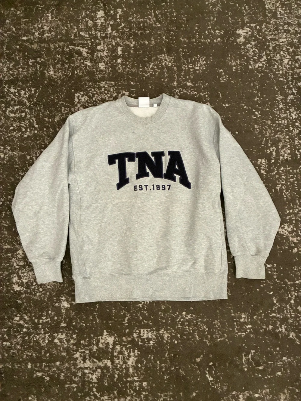 TNA Light Gray Crewneck Sweatshirt with Navy Logo
